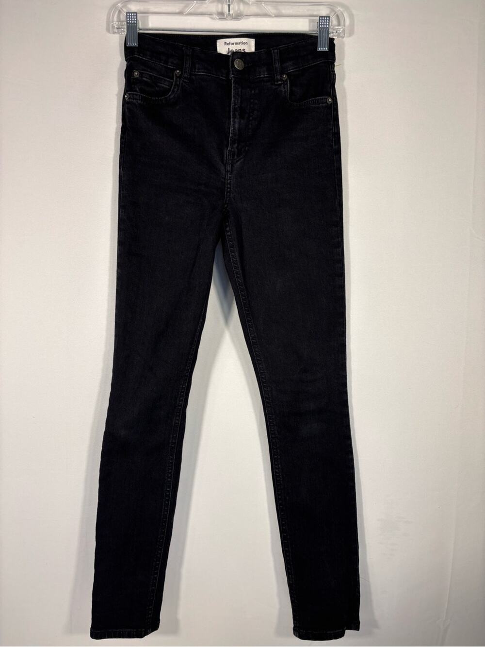 Reformation Piper High Rise Skinny Jeans Black Wash Size 25 1186 - Picture 1 of 9